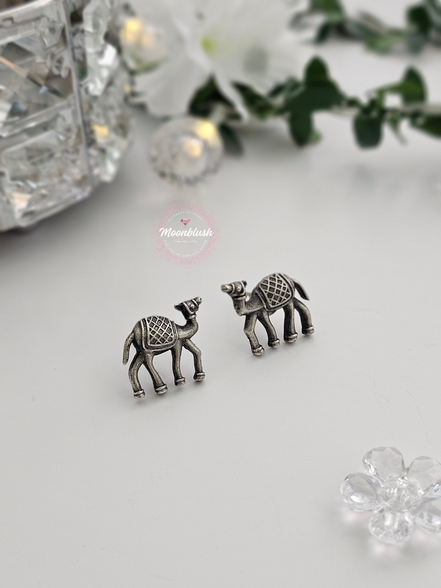 Handmade Brass Animal Stud Earrings: Silver Replica Design
