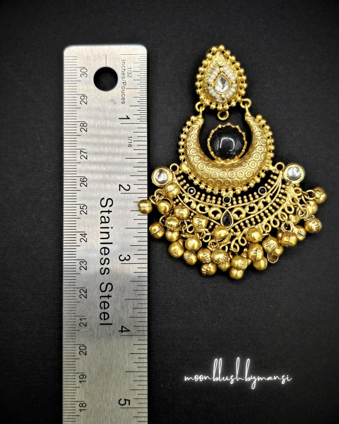 Handmade Brass Jhumka Earrings: Indian Chandbalis with Kundan