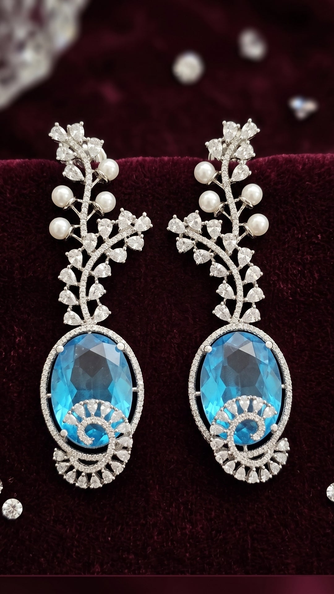 Swarovski Crystal American Diamond Dangle Earrings