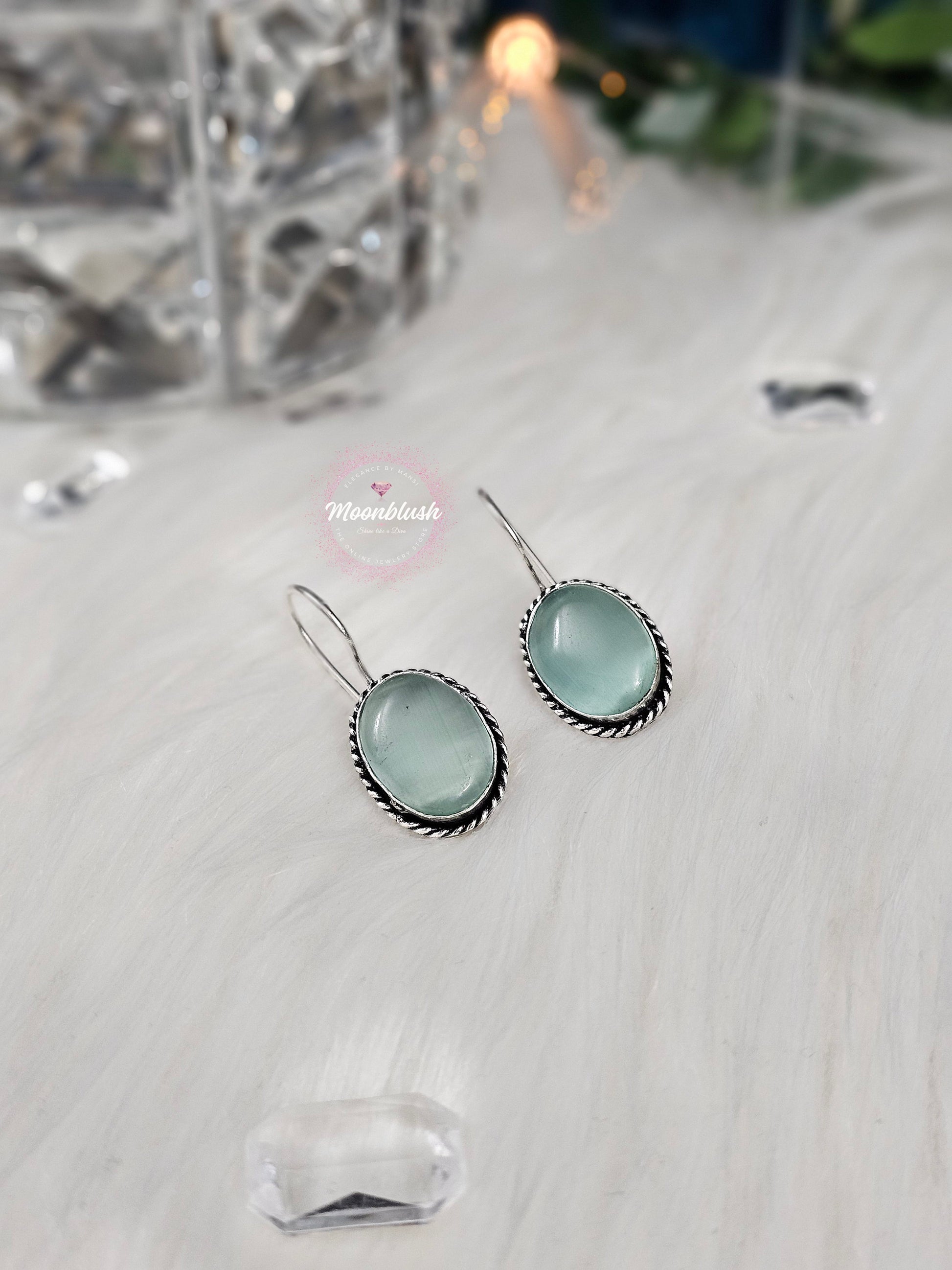 NEW ARRIVALS - Charming Dangly in Silver Replica with Monalisa Stones - Daily Wear Collection