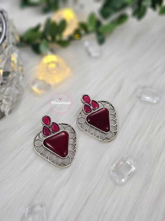 Silver Replica Earrings: Monalisa Stone, Elegant Office Wear