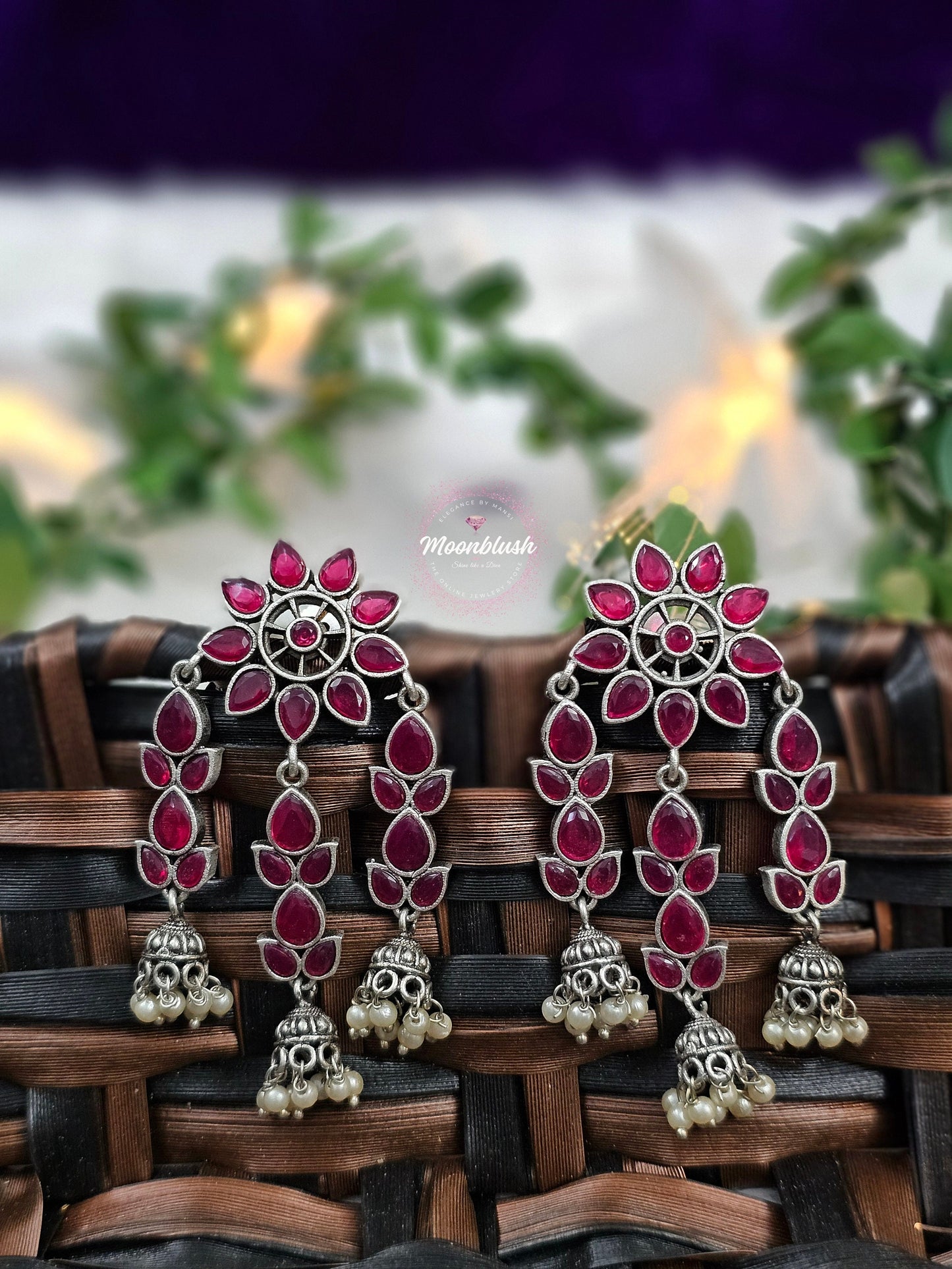 Green Gemstone Jhumki Earrings - Classy Dangly Style