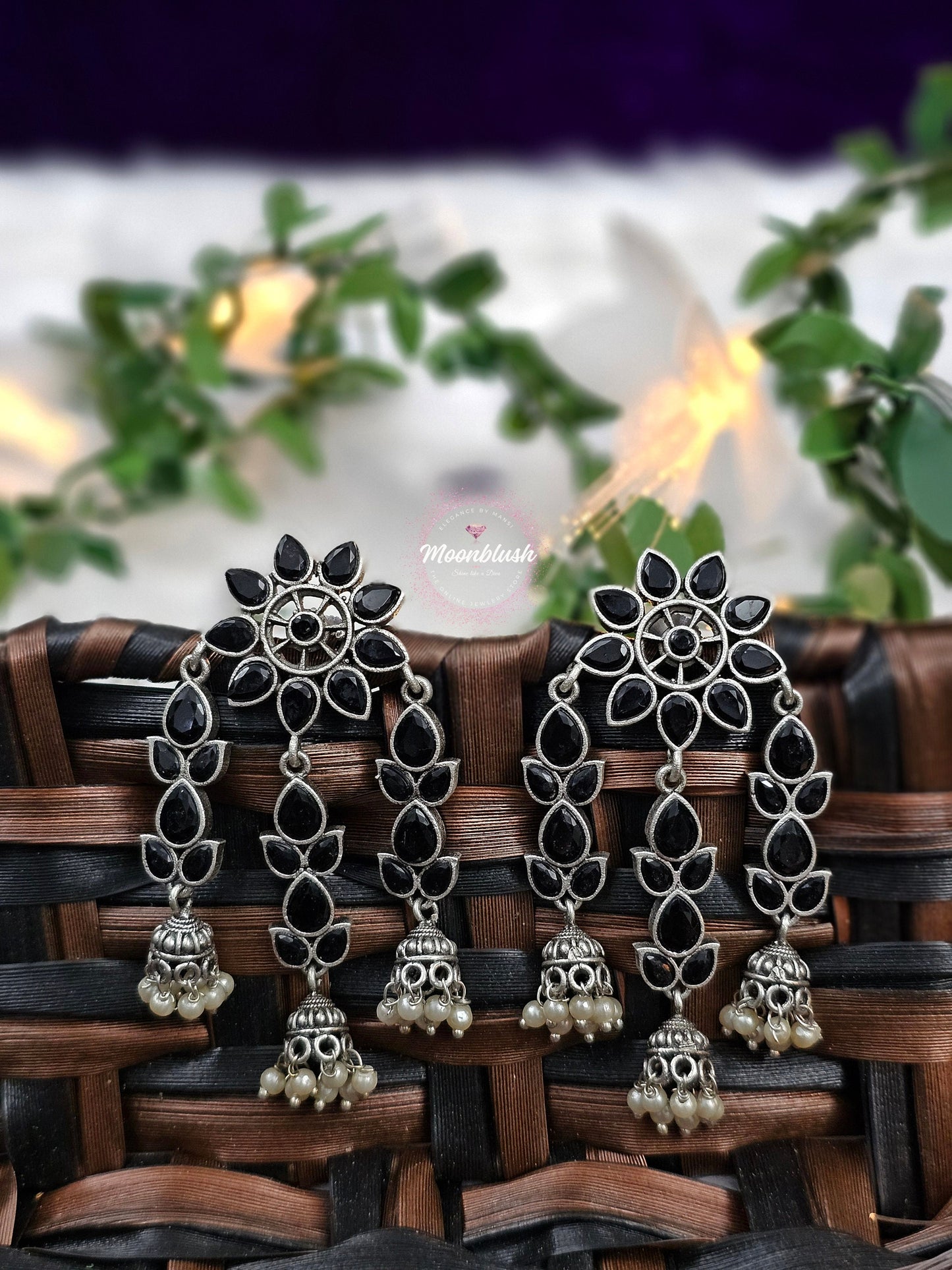 Green Gemstone Jhumki Earrings - Classy Dangly Style