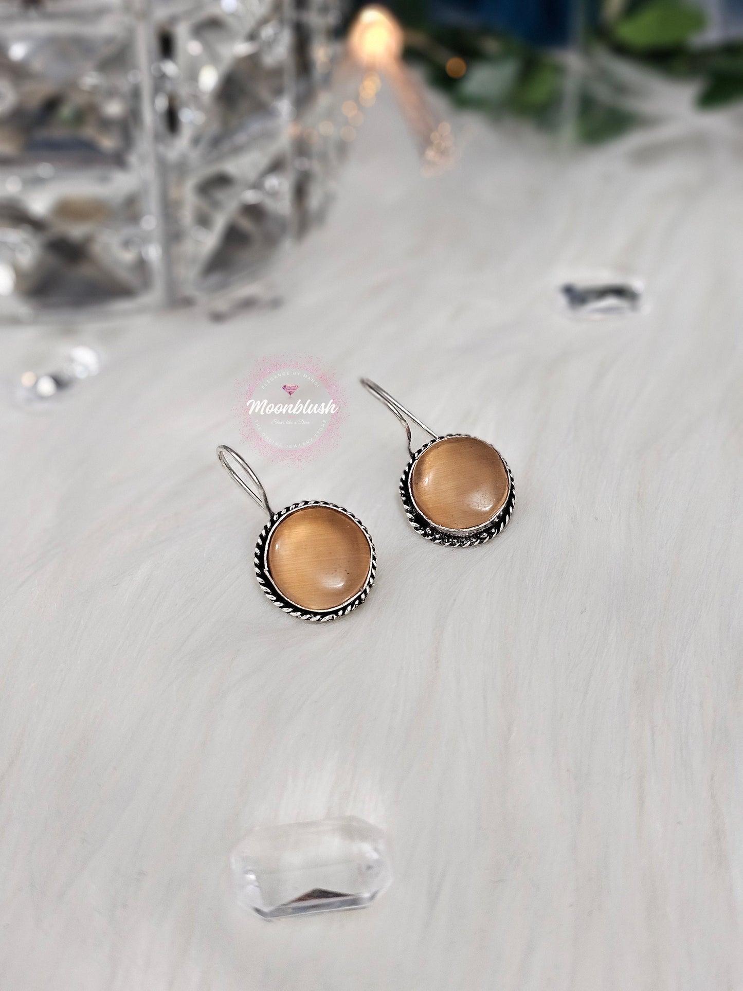 NEW ARRIVALS - Charming Dangly in Silver Replica with Monalisa Stones - Daily Wear Collection