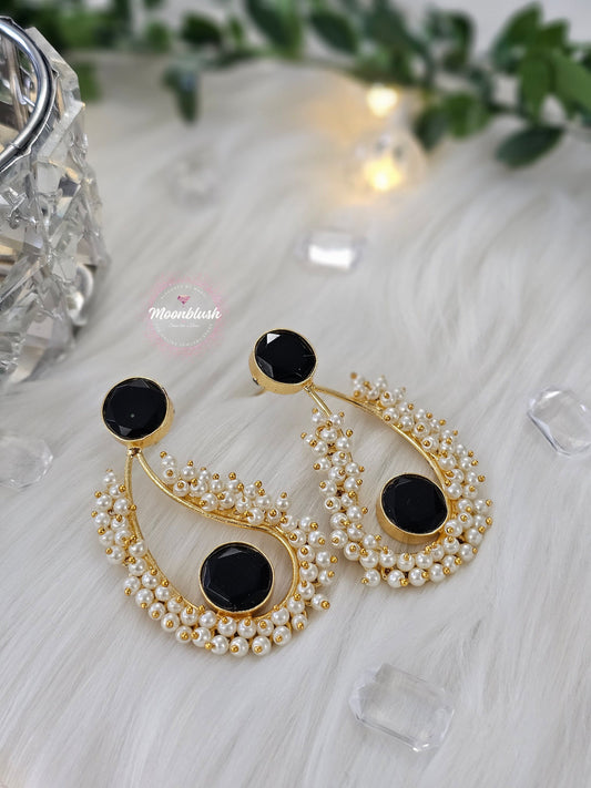 Brass Koiri Earrings with Monalisa Stones
