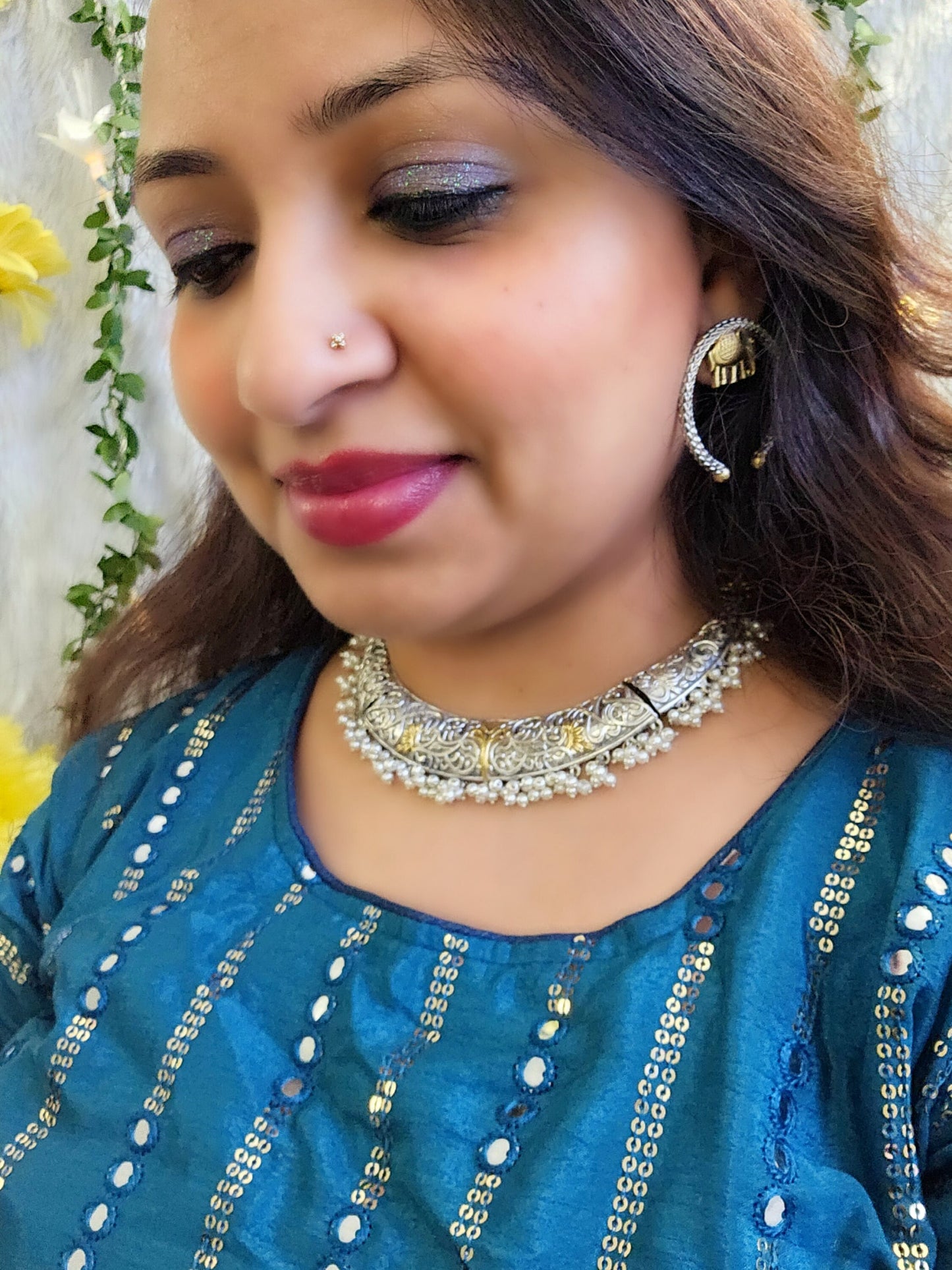 Elegant Silver Replica Hasli Choker Set