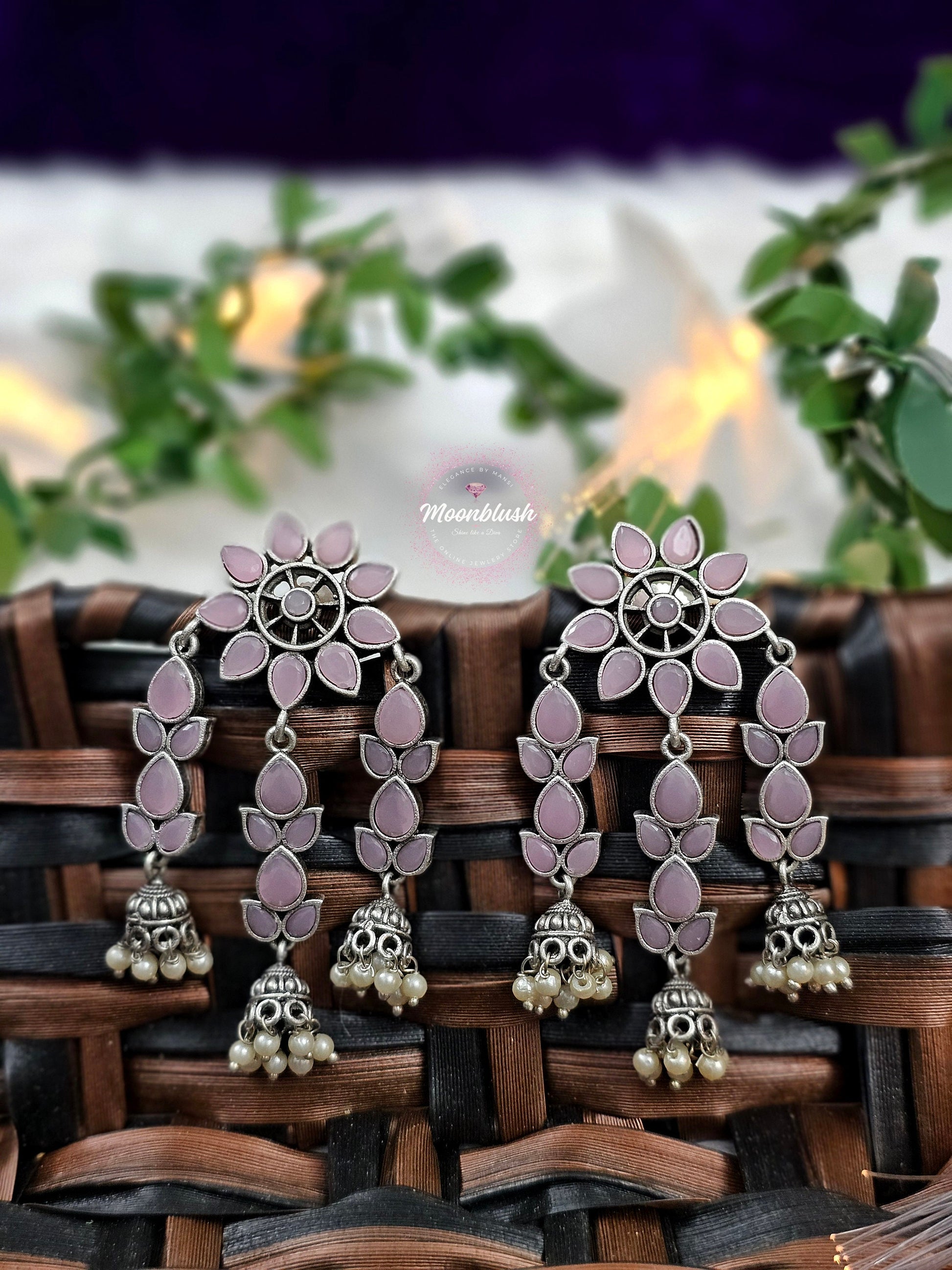 Green Gemstone Jhumki Earrings - Classy Dangly Style