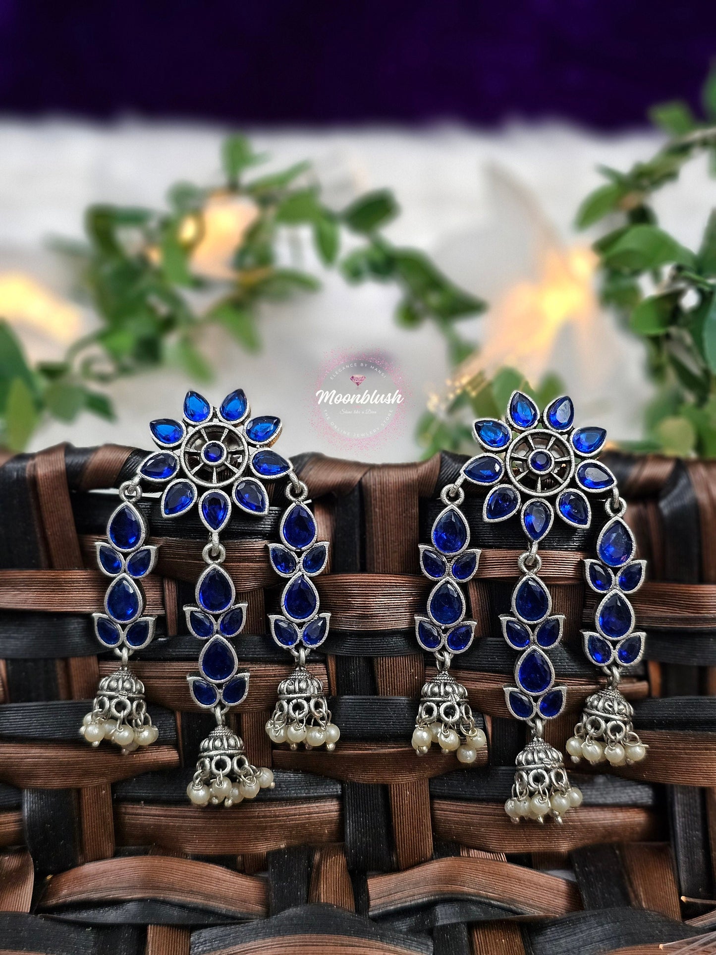 Green Gemstone Jhumki Earrings - Classy Dangly Style