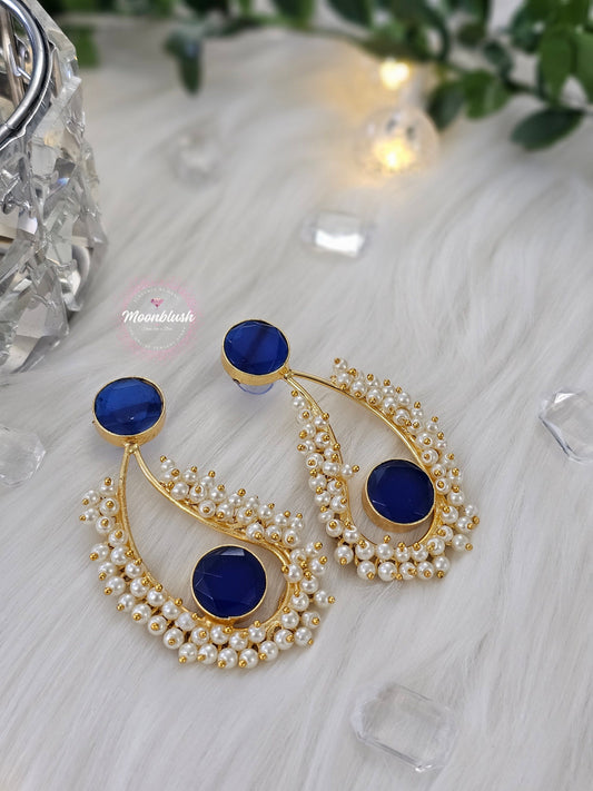 Brass Koiri Earrings with Monalisa Stones