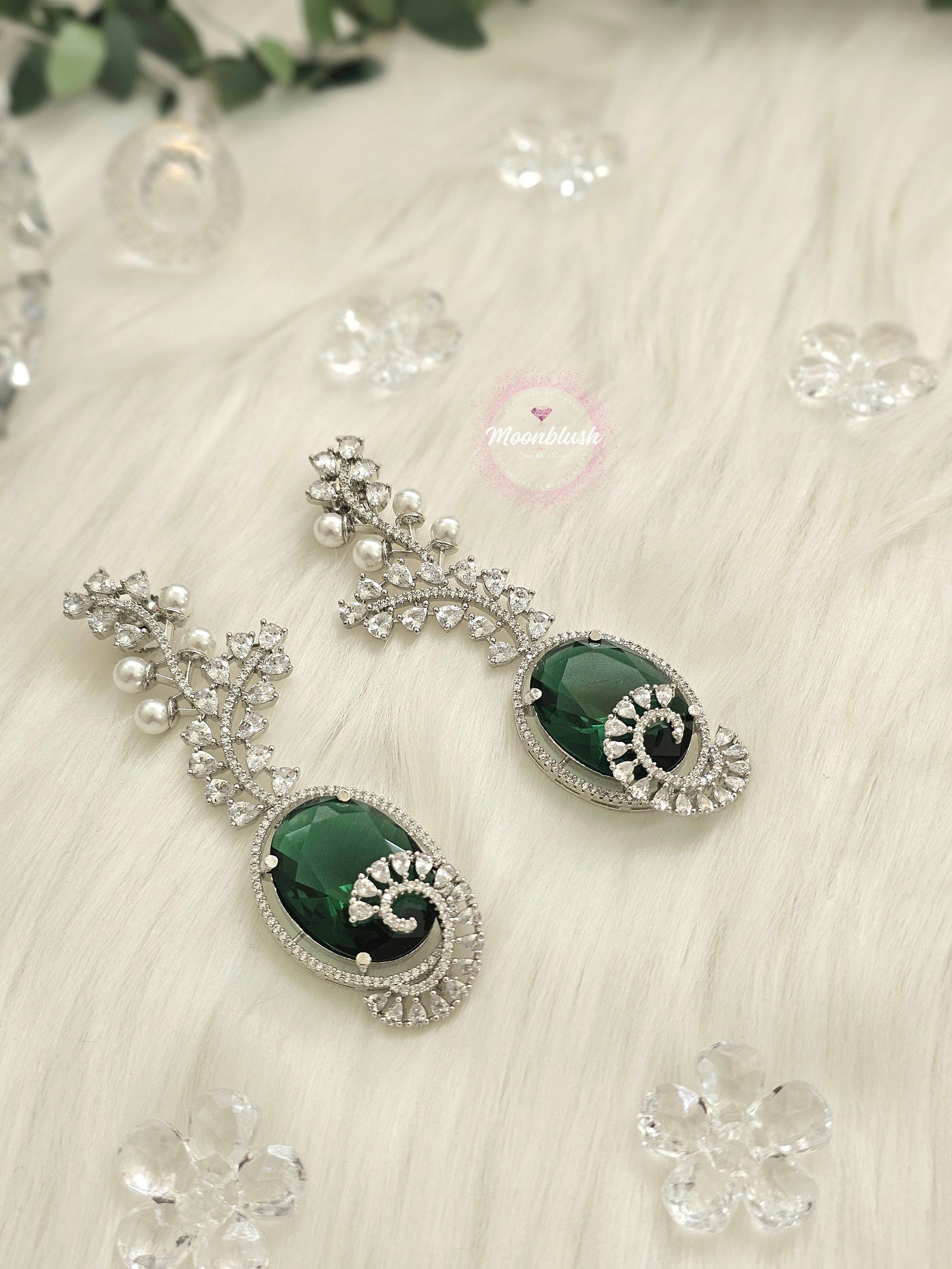 Swarovski Crystal American Diamond Dangle Earrings