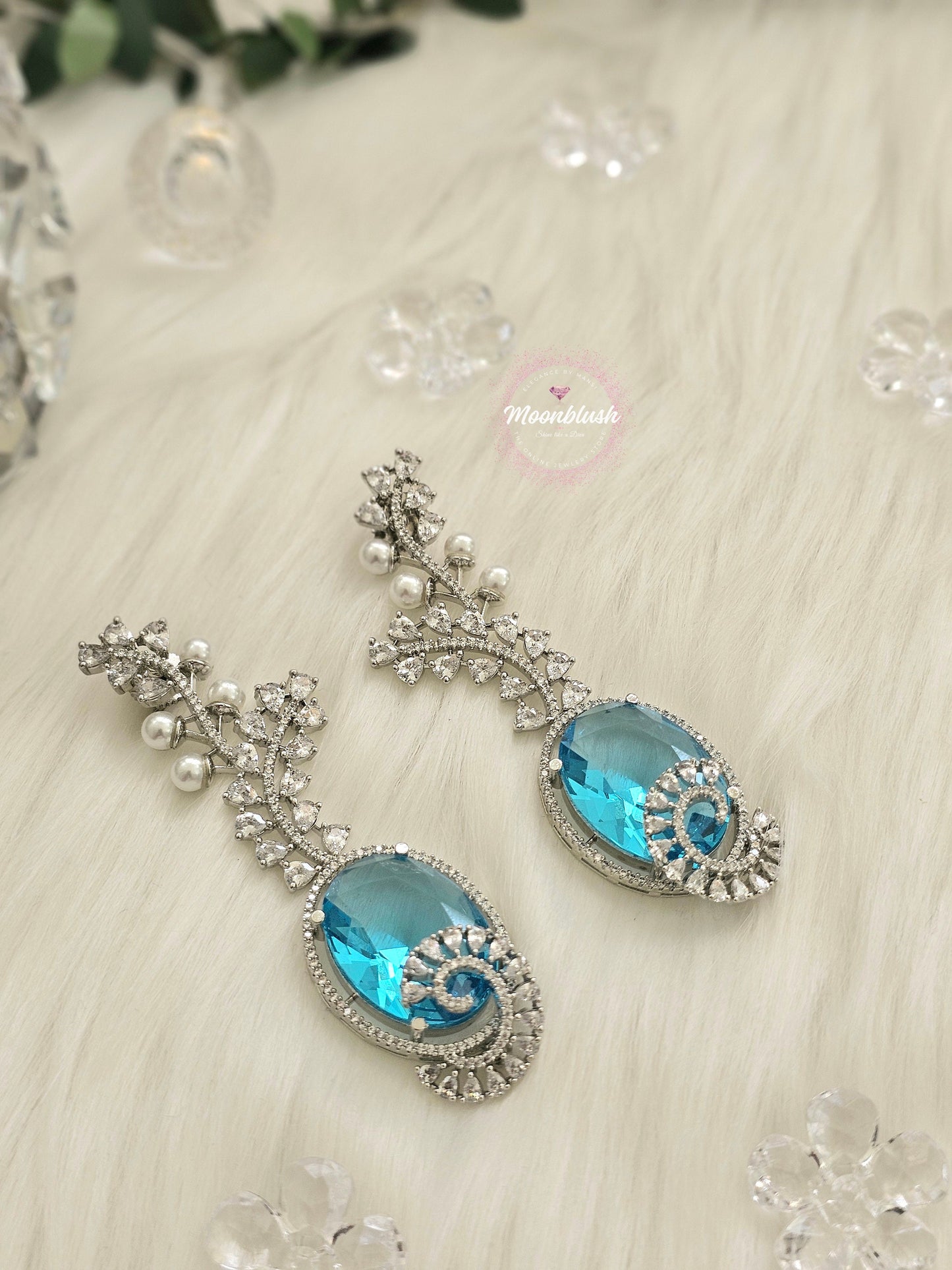 Swarovski Crystal American Diamond Dangle Earrings