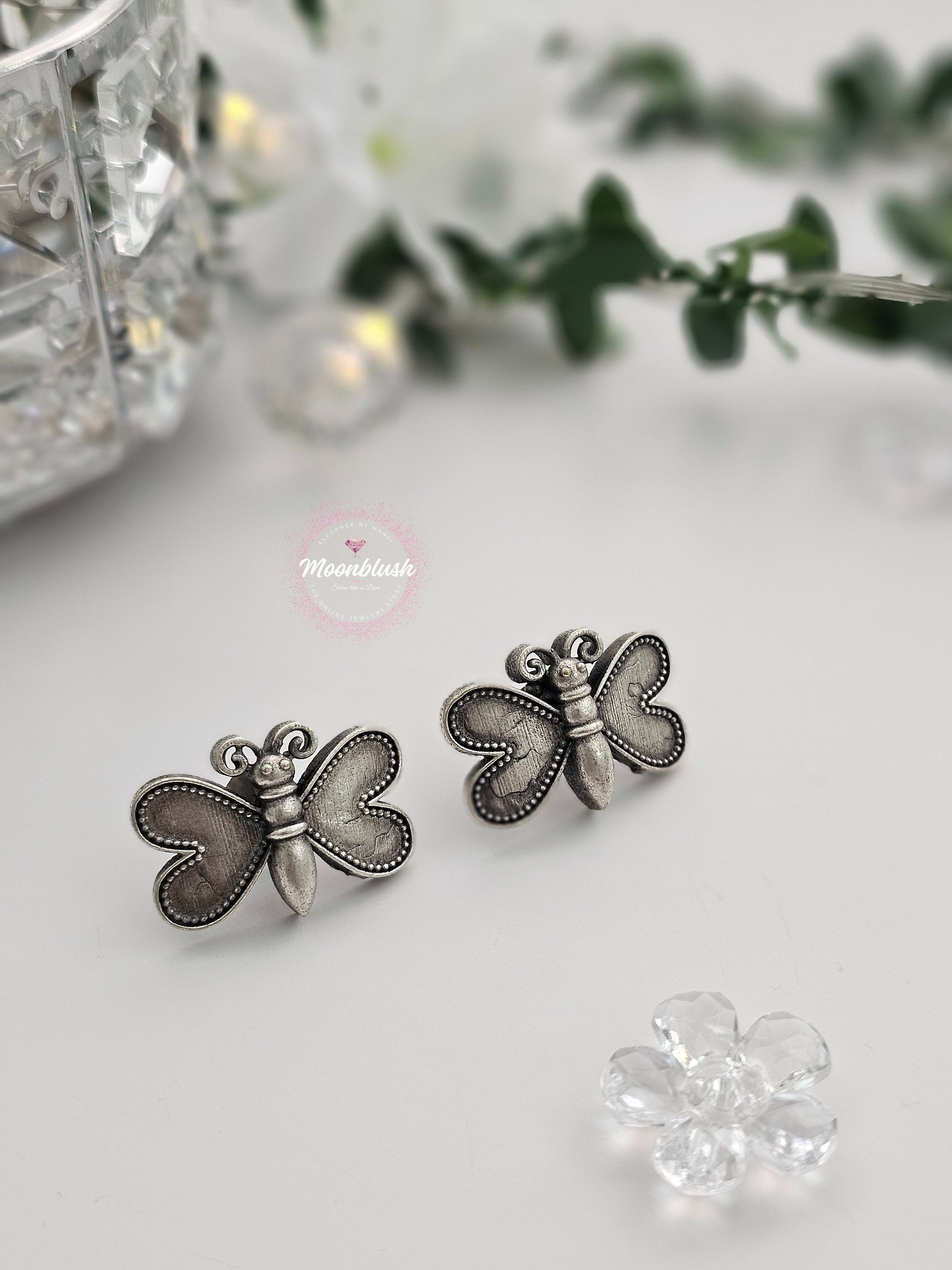 Handmade Brass Animal Stud Earrings: Silver Replica Design