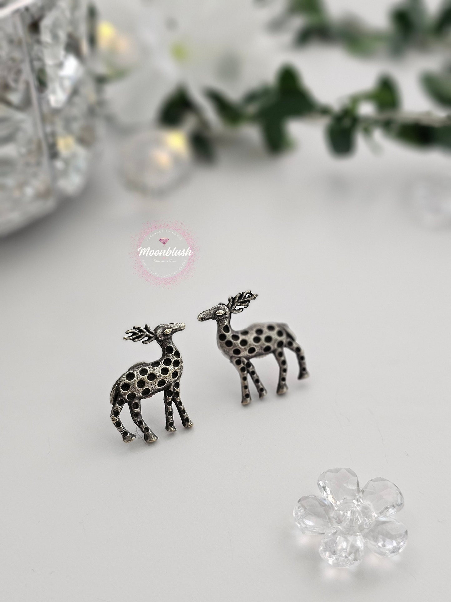 Handmade Brass Animal Stud Earrings: Silver Replica Design