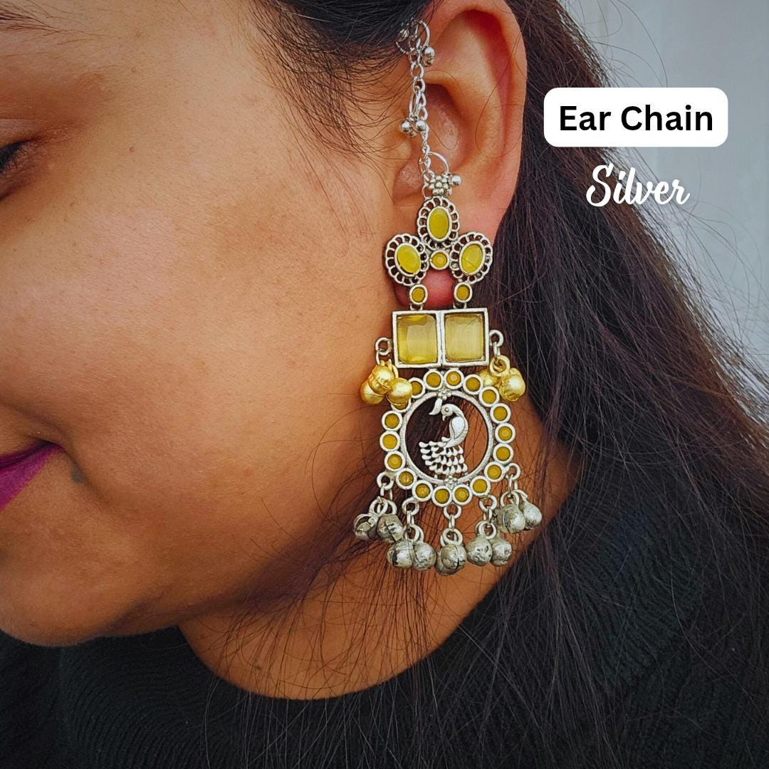 Handcrafted Brass Ear Chain with Ghungroos: Jhumka Support