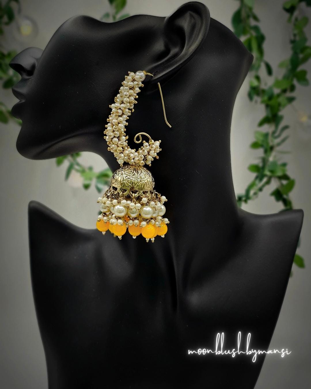 Handmade Brass Jhumka Earrings: Loreal Pearl & Colorful Beads