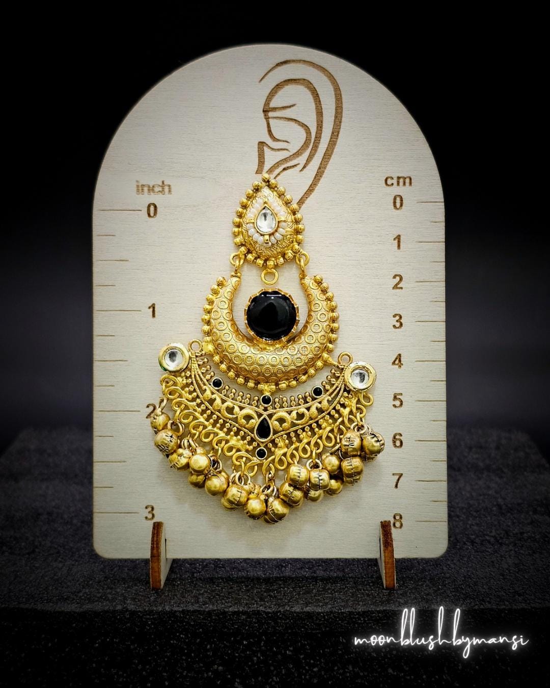 Handmade Brass Jhumka Earrings: Indian Chandbalis with Kundan