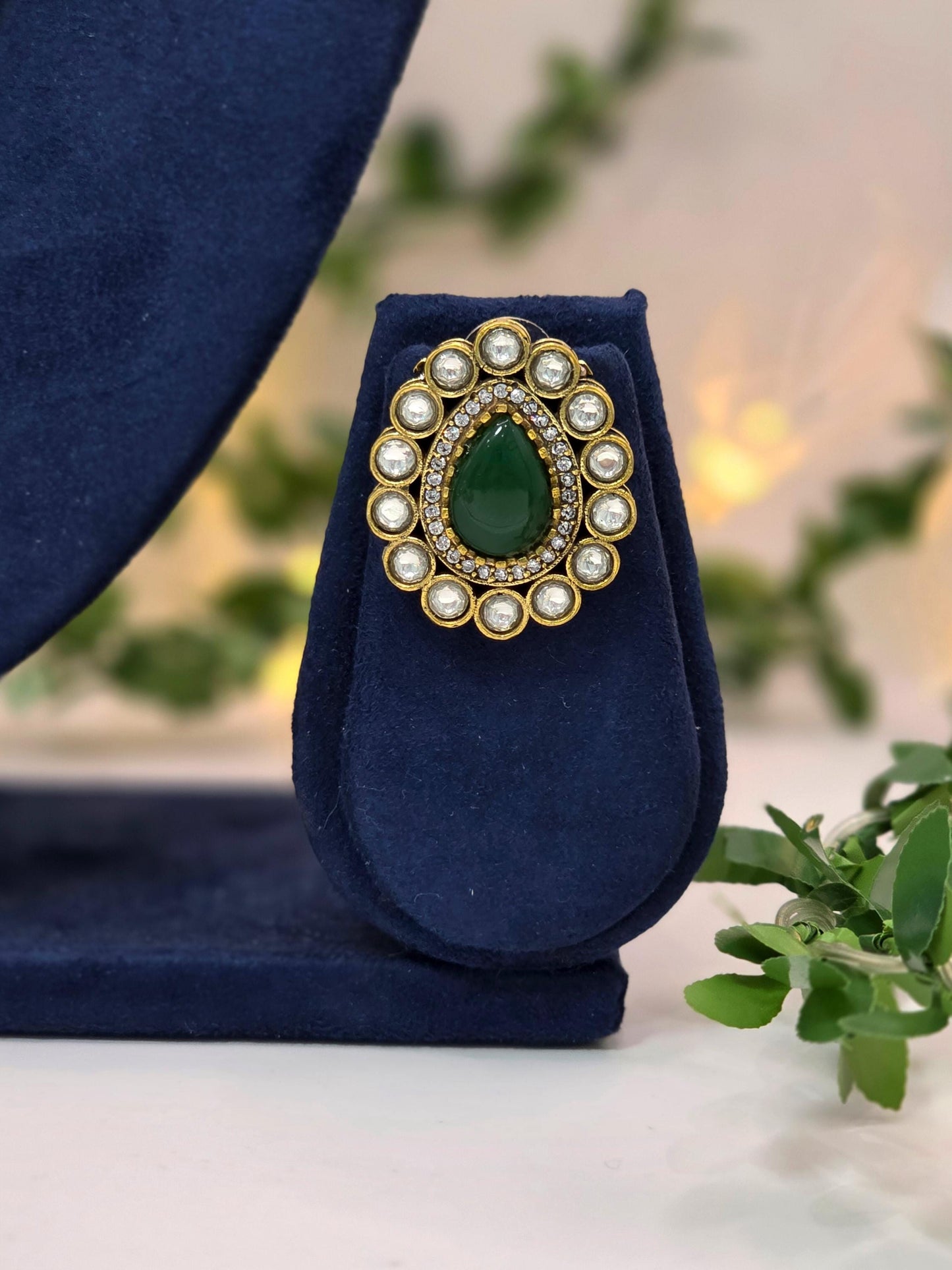 Statement Pearl Layered Necklace with Moissanite Stones | Traditional Wedding Jewelry in Antique gold brass with AD CZ nano settings