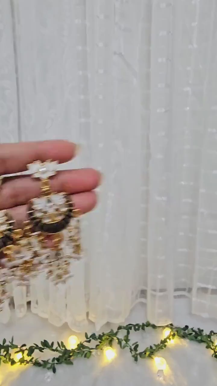 Kundan Meenakari Jhumka Earrings with Pearls: Brass Jewelry