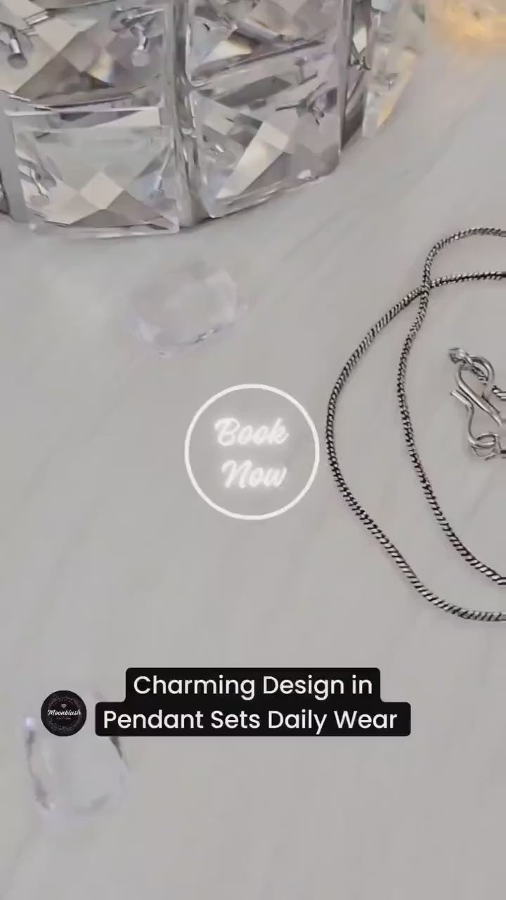 Silver Replica Pendant Set with Monalisa Stone Ring