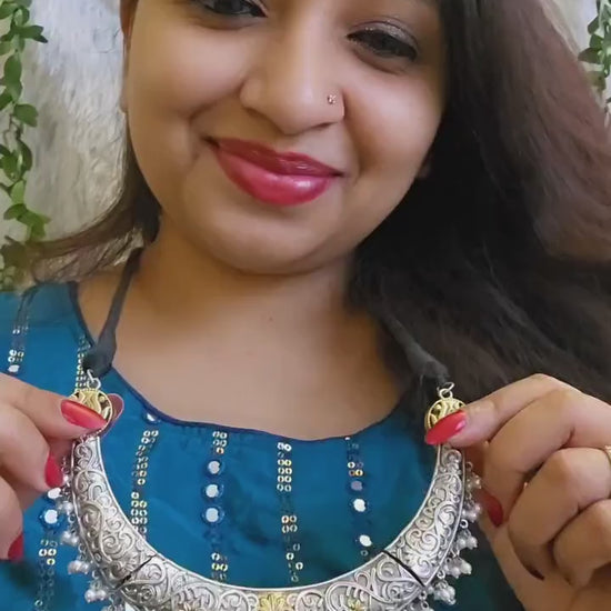 Elegant Silver Replica Hasli Choker Set