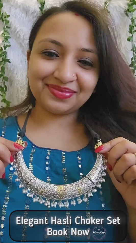 Elegant Silver Replica Hasli Choker Set