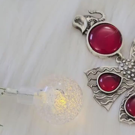 Silver Replica Butterfly Elephant Pendant with Monalisa Stones