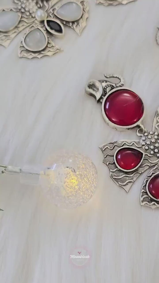 Silver Replica Butterfly Elephant Pendant with Monalisa Stones