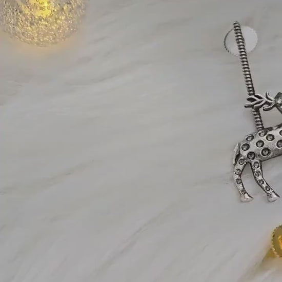 Rein Deer Statement Earrings Gold & Silver in Brass